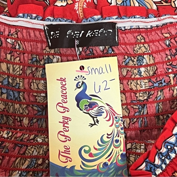 De' Sepreso Bohemian Off The Shoulder Floral Boho Vacation Dress Red Small NWT - Picture 11 of 15